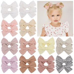 2 Stks/set Geborduurde Strik Haarspeldjes Voor Meisjes Snoep Kleur Katoen Bows Clips Haarspeld Haarspeldjes Hoofddeksels Kinderen Haaraccessoires