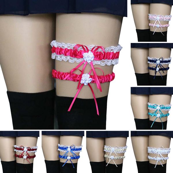 2pcs / set Fashion Garter Garter Femme Sexy Girl Girl Bridal Lingerie Party Lace Bowknot Belt Suspender