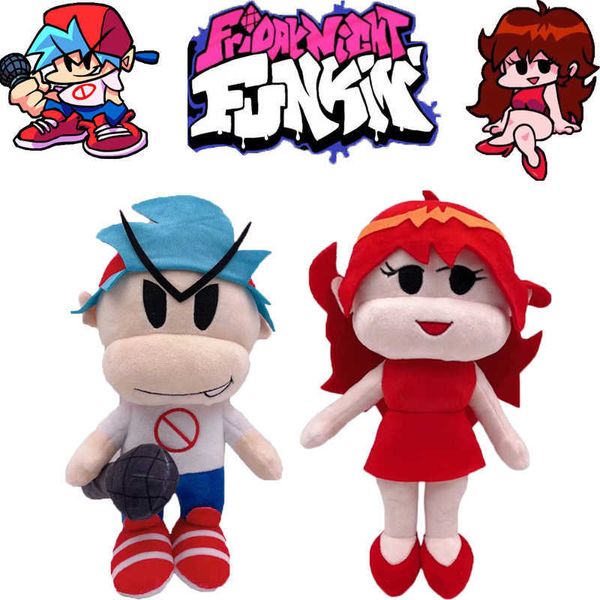 2pcs Set Jeu Vendredi Soir Funkin Peluches Chiffres Petit Ami Petite Amie Jouets En Peluche Personnages En Peluche Doux Poupées Fans Enfants Cadeau H1025