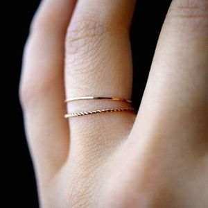 Gold Twist Geometrische Ring Voor Vrouwen Sieraden Mode Leuke Dunne Slanke Knuckle Joint Ring Set Vrouwelijke Party Geschenken Groothandel