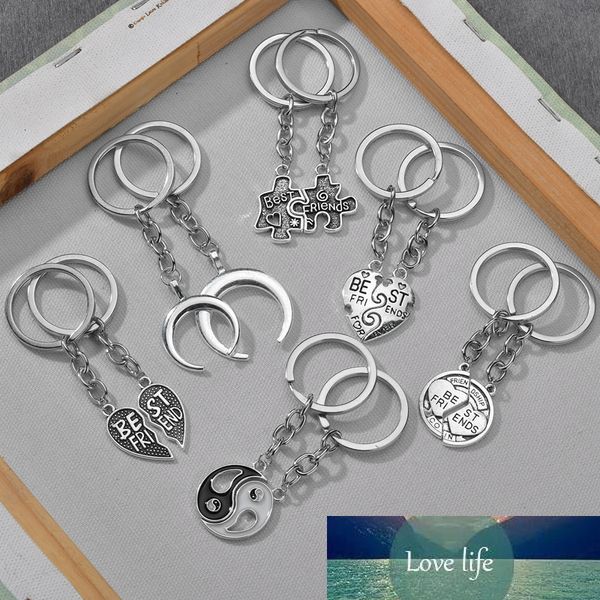 2 pièces/ensemble porte-clés coeur Tai Chi dauphin serrure arc-en-ciel pendentif porte-clés amitié porte-clés pour meilleurs amis bijoux cadeau