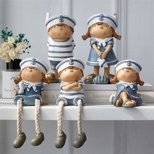 2pcs / set Style méditerranéen Creative Wall Foot Résine Artisanat Hanging Leg Elf Doll Figurines Décoration de la maison 201125