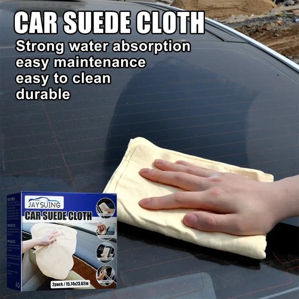 2 pièces/ensemble peau de cerf naturel forme libre tissu en cuir propre voiture voiture maison moto lavage serviette de nettoyage à sec Super absorbant