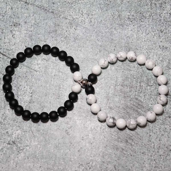 2 unids/set pulsera de pareja emparejada para amantes Cierre magnético creativo Braslet a juego Brazalete de piedra Natural