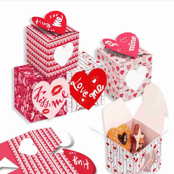 2 pièces/ensemble fournitures de fête saint valentin câlin embrasse moi rose Cookie boîte-cadeau en trois dimensions dessin animé Couple cadeaux