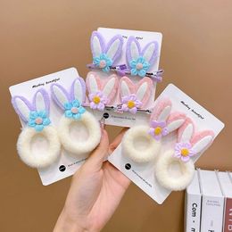 2 pièces/ensemble peluche mignon lapin oreille filles doux moelleux épingles à cheveux ornement enfants enfants pince à cheveux Barrettes BB Clip côté Bang Clips cheveux accessoires 2755