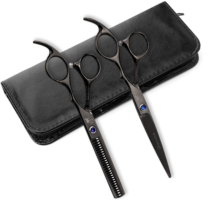2pcs/set Professional 6 Inch Hair Cutting Scissor Leather Bag Stainless Steel Barber Salon Thinning Tools for Hairdressing 220317