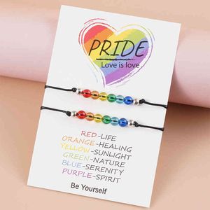 2 pièces/ensemble arc-en-ciel fierté Bracelet bisexuel Lgbt corde bijoux pour femmes hommes cadeau