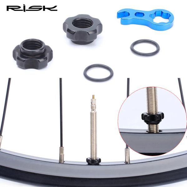 2PCS / Set Risk Mountain Bike Schrader Valve Rim Installer le convertisseur de soupape Presta avec 3 outils de clé à clé Conversion de roue à vélo