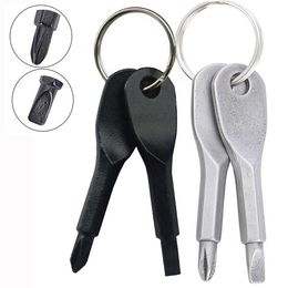 Schroevendraaiers Sleutelhanger Outdoor Pocket Mini Schroevendraaier Set Sleutelhanger Met Sleuf Phillips Hand Hangers Cross and Slot Heren Sokken Roestvrij Sleutelhanger