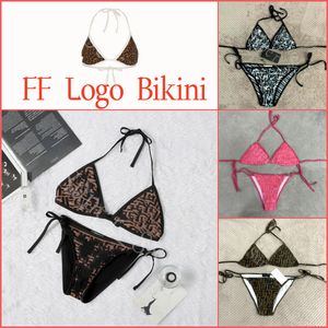 2 stks set sexy badmode vrouwen zomer ff bikini set letter print stropdas side g-string thong strand driehoek pak zwempak badpak zwempak