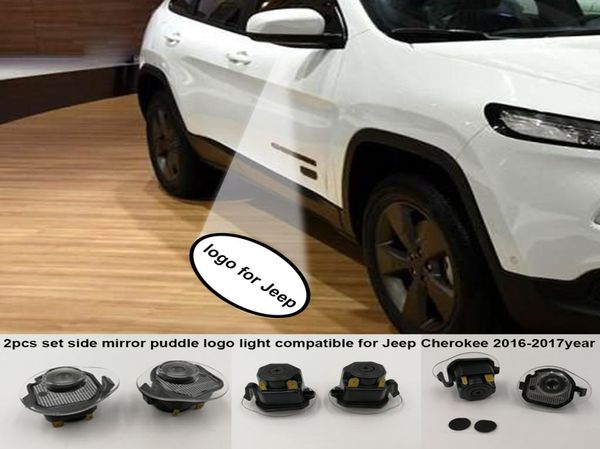 2PCS Set Side Arew View Miroir LED Projecteur Puddle Logo Light For Jeep Cherokee 20142017 Year Pild and Play7394870