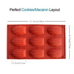 2pcs / set Silicone Madeline Cookies Pan 9 Cavités Madeline Moule antiadhésive Pan de cuisson pour faire des biscuits Madeleine Tool à pâtisserie