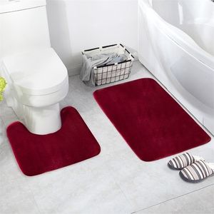 2 pièces/ensemble Absorption d'eau anti-dérapant coussin de siège de toilette coussin de type U tapis de bain tapis de salle de bain tapete para banheiro alfombra ducha 210401