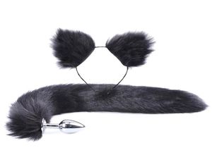 2pcs Set y fausse fur tail métal bouchon de crsesses mignonnes mignonnes oreilles de chat pour le rôle de rôle de jeu costume prop