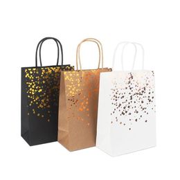 Sacs de courses en papier marron de remerciement, 2 pièces, cadeau en feuille d'or, avec poignées, pour mariage, anniversaire, réception-cadeau pour bébé, cadeaux de fête, Wrap253U