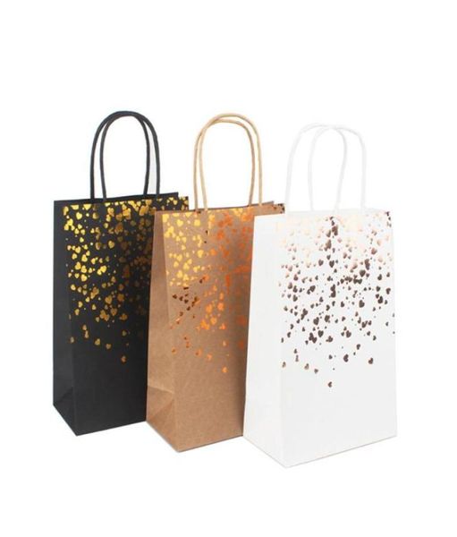 2 pièces sacs à provisions cadeau feuille d'or merci papier brun avec poignées pour mariage anniversaire bébé douche faveurs de fête Wrap4089422