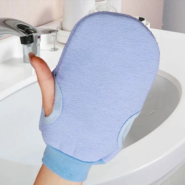 2pcs Glove de douche Exfoliator Baignoire à deux côtés Glove 3 couleurs Corps Nettavage Scommorage Mitt Frot Shot Repoval Repose de salle de bain Produit de salle de bain