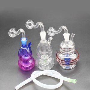 2 stuks kleine waterpijpen 4 inch mini glazen oliebrander bong dab rigs matrix perc waterpijpen bedwelmende rokende waterpijpen met 10 mm mannelijke glazen oliebrander pijp en slang