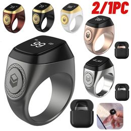 2pcs Smart Tally Counter Ring M02 Pro Digital Tasbih pour les musulmans Zikr Bluetooth 5 Rappel du temps de prière avec boîte de charge 240415