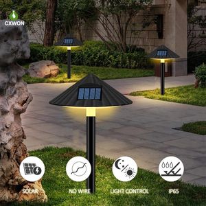 2 pièces lumière solaire de jardin LED lanternes de lampe de champignon à énergie solaire étanche éclairage extérieur de paysage pour la pelouse de cour de patio de voie
