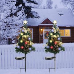 Lámpara Led Solar para césped de árbol de Navidad, 2 uds., Ip65, resistente al agua para vallas de patio al aire libre, decoración de jardín