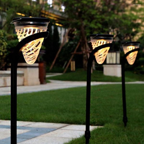 2 pièces solaire LED jardin pelouse lampe pieu décor extérieur Patio voie creux paysage étanche colonnes poste lanterne pôle lumière