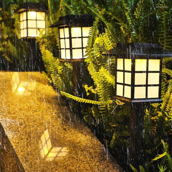 2 pièces lumière solaire extérieure puissance lanterne arrière-cour jardin décoration éclairage pour voie sol pelouse lampe étanche