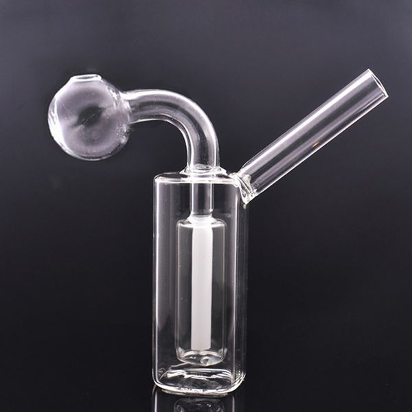 2pcs Brûleur d'huile en verre carré Pipe de cochonie Bong Fumer Pipe de tabac Catchers Bong Matrix Percolater portable pour les outils de cigarette à main de voyage Hand