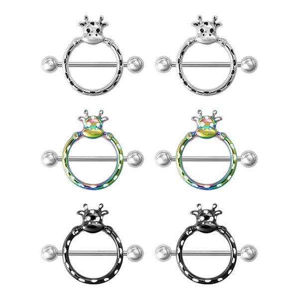 Anneau de mamelon en acier inoxydable, 2 pièces, Piercing, haltère, bouclier, couverture de barre, jeu Sexy pour adulte, bijoux de mamelon pour femmes, cadeau de poitrine