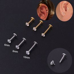2 st roestvrij stalen piercing Traguss Stud Crystal Labret Small Ear Helix kraakbeen oorbel voor vrouwen Body Jewelry 240511