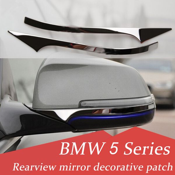 2 pièces autocollants en acier inoxydable rétroviseur bandes décoratives style de voiture extérieur 3D pour BMW série 5 F10 F18 2011-2017 accessoires automobiles