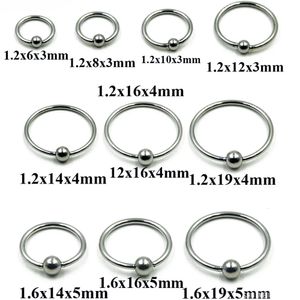 2 stks stalen Captive Bead Ring Ooor Hoop Neus Tragus Kraakbeen Piercing Nippel Body Sieraden Earring 16G 14G 240407