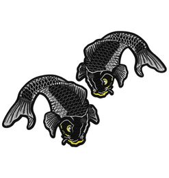 2 pièces autocollant Koi carpe poisson fer bricolage coudre sur Logo Patch brodé pour vêtements 1988410