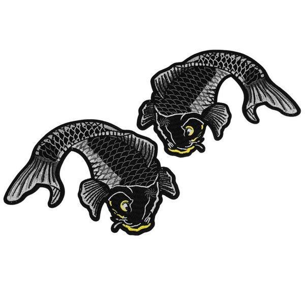 2pcs Autocollant koi carpe poisson diy fer coudre sur le logo Patch brodé pour les vêtements9589225