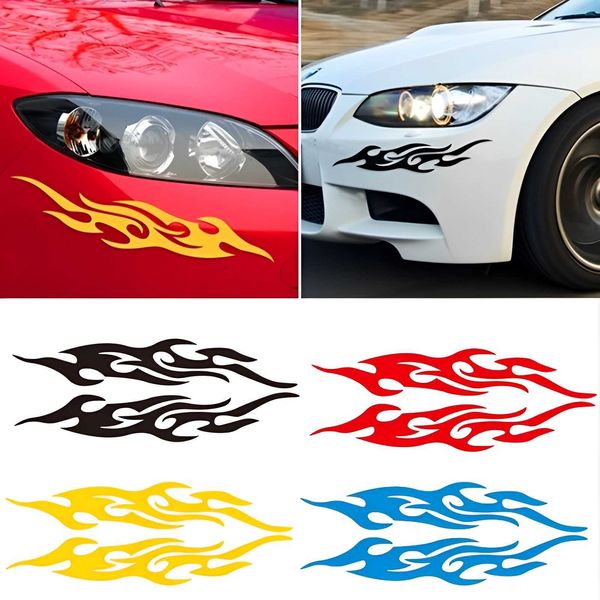 2pcs Autocollants Modified Flame Decals Stratchs Motorcycle Bumper Hood Recorver Mirror Cover Cover Sticker Styling Styling Decor R230812