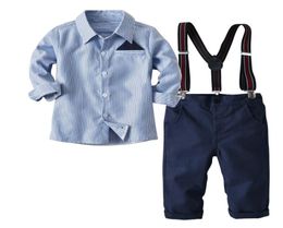 2 piezas traje Children039s desgaste Boy039s camisa de manga larga pantalones 2018 nuevo otoño Children039s conjuntos niños bebés Clot9996576