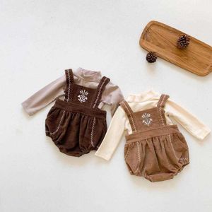 2 stks Zomer Geboren Baby Meisjes Japan Koreaanse Rompertjes Zuigelingen Borduurwerk Peuters Meisje Katoen Jumpsuits Twin Outfits 1-3 jaar 210615