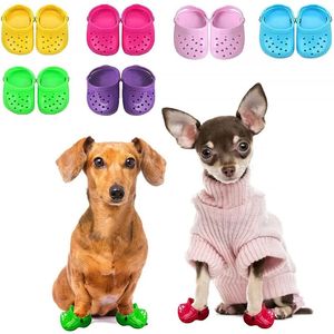 2 stks zomer huisdier hondengat schoenen siliconen slijtage ademende slippers sandalen voor kleine honden indoor sokken 240428