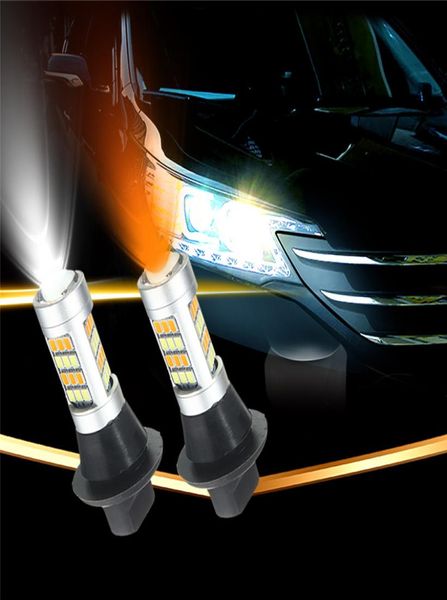 2PCS T20 7440 2835 42 SMD 1000LM 20W LED DRL Daytime Running Light Double Color Switch Back Turn Signal Lamp Bulb DC 1224V5312269