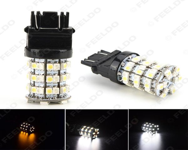 2 pièces T20T25 3157 60SMD 1210 puce blanc jaune double couleur Switchback clignotant voiture lumière LED 15924324573