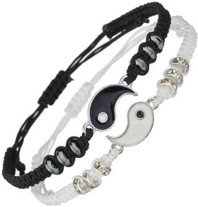 2 stks Tai Chi Yin Yang paar armbanden voor vrouwen mannen verstelbare gevlochten ketting bedelarmband ketting minnaar armbanden necklac