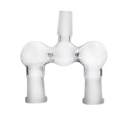 2pcs Verre d'épaisseur 14 mm mâle à double bol 14 mm femelle Double adaptateur