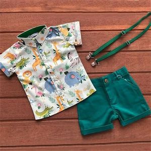 2 pièces enfant en bas âge bébé garçon Gentleman hauts col rabattu simple boutonnage chemise bouton pantalon court tenues ensemble vêtements 0 5T 220620