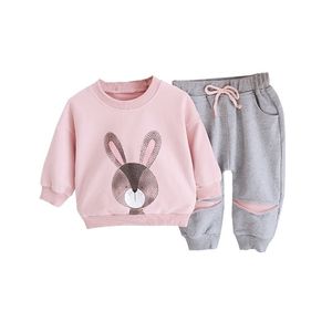 2pcs enfant en bas âge filles automne vêtements dessin animé enfants survêtement enfants vêtements bébé sweat à capuche ensembles costumes épais décontractés 211104