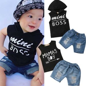 2 stks Peuter Kids Baby Jongens Kleding Hoodies T-shirt Tops Jeans Shorts Broek Brother Outfits Set Babykleding X0719