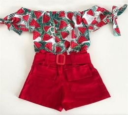 2pcs Toddler Kids Baby Girls Tenue Set de vêtements 27y Flowers Imprimez les hauts d'épaule Pantalons 2 couleurs C02252636549