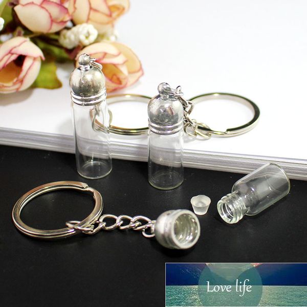 2pcs TRANSPARENT GLASSE BOUTEILLE CLÉNAGE Pendentif Parfum Petit Porte-clés Faire un voeu