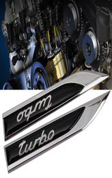 2pcs Turbo Motors Blade Decal Landmark 3d Logo Emblems Badge Car Stickers Metal2181636