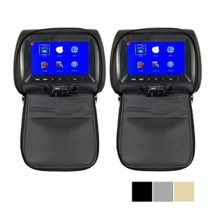 2-Pack Universal 7-Inch Car Headrest Monitors with MP5 Player, AV/USB/SD Inputs, FM Radio, and Built-in Speakers